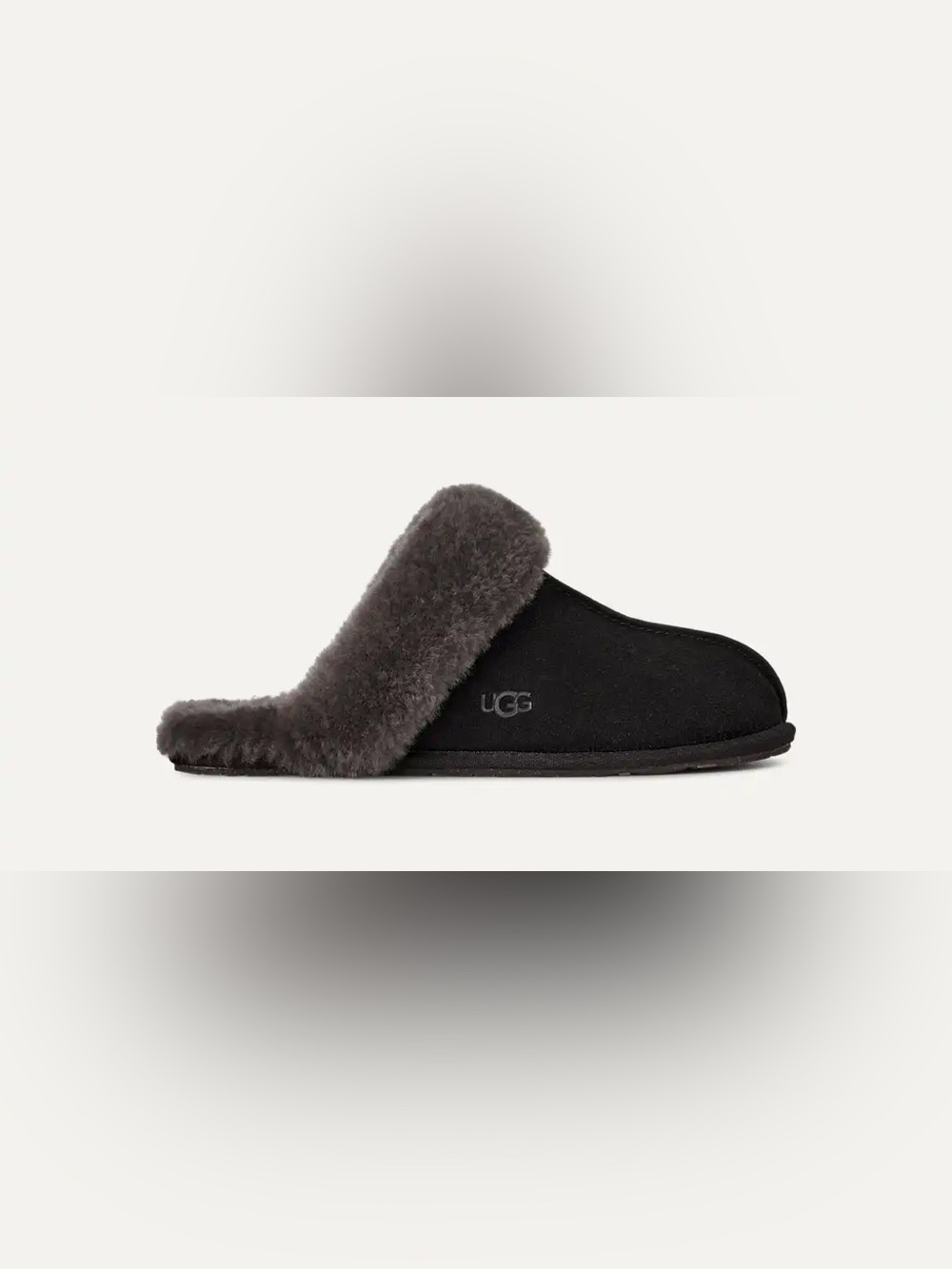 UGG Scuffette II Black Gray Suede Fur Lined Slip On Slippers Womens Shoe Size 10